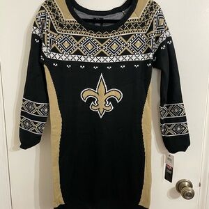 Black and Gold Knit Sweater Dress- NFL Nee Orleans Saints
